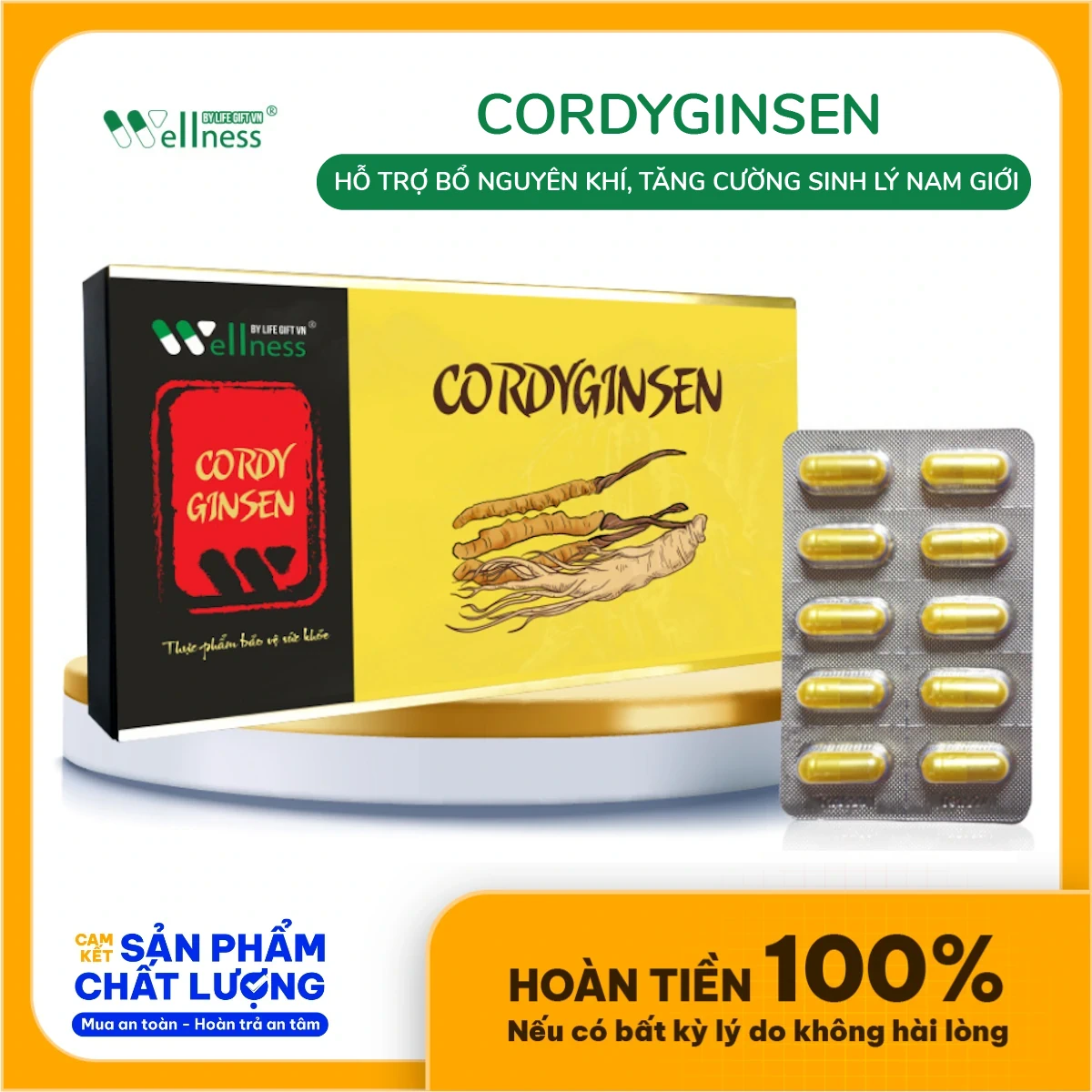 Cordyginsen - Viên đông Trùng Nhân Sâm Tăng Cường Sinh Lý Nam Giới - 7Mart.vn