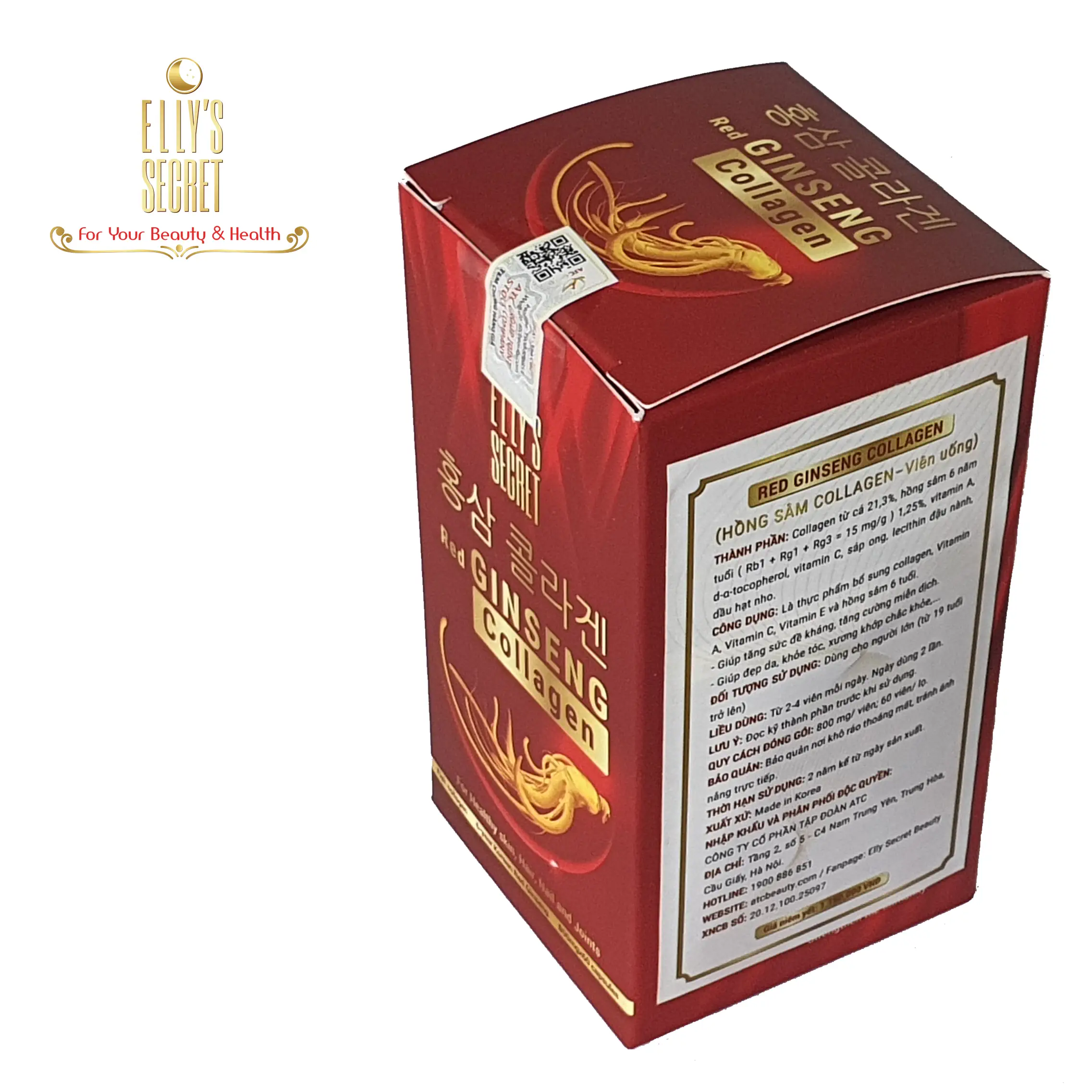 Tem Hộp Viên Uống Hồng Sâm Collagen Cao Cấp Hàn Quốc Hộp 60 Viên - 7mart.vn