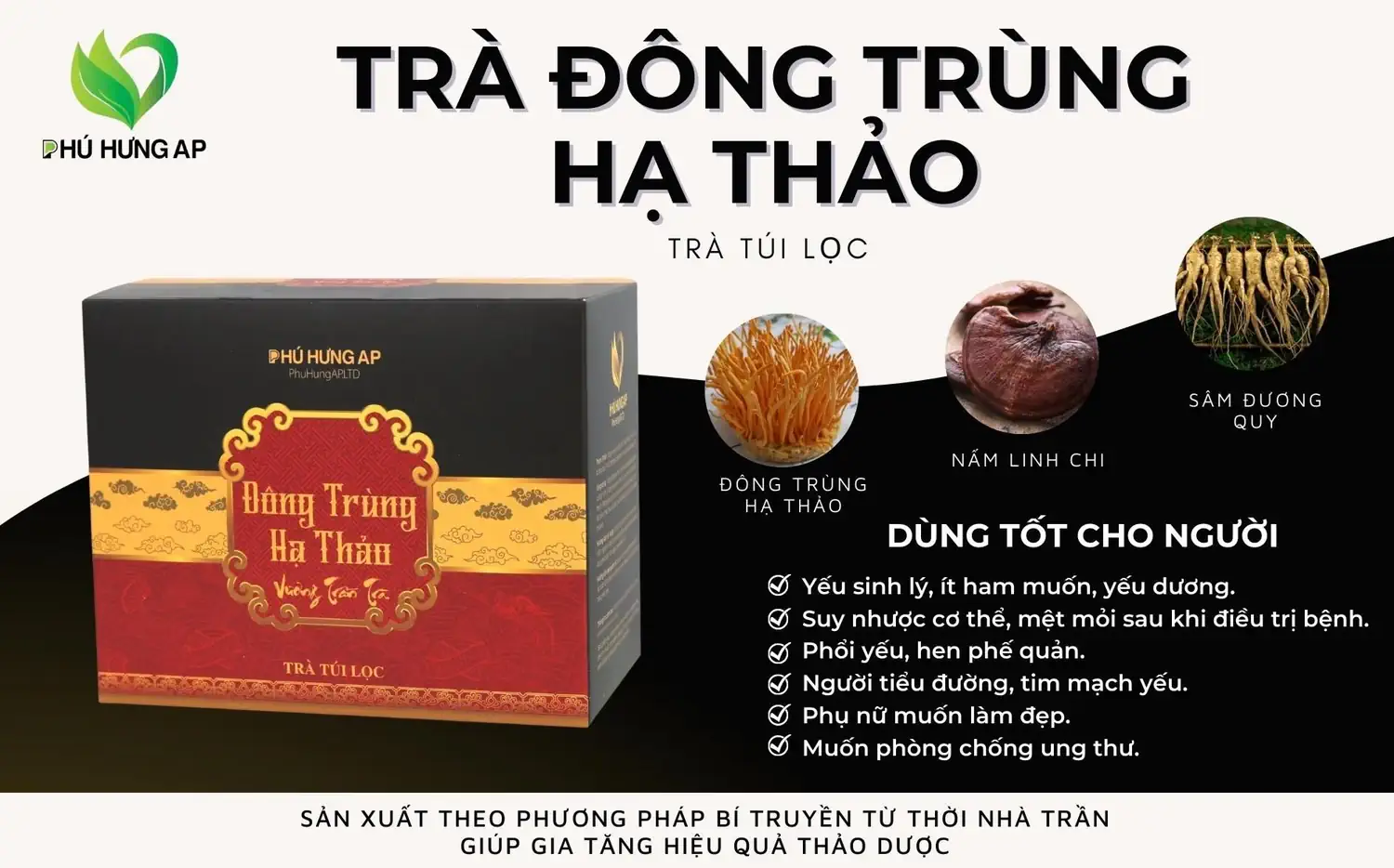 Thành phần và công dụng của Trà túi lọc Đông Trùng Hạ Thảo - 7mart.vn