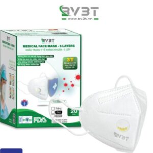 Khẩu trang y tế BV3T kháng khuẩn màu trắng (có van)