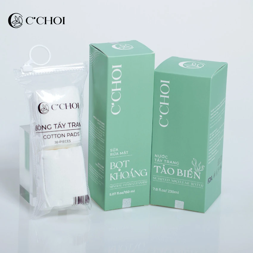 Khuyến mãi từ PDP Punar - Mua sữa rửa mặt bọt khoáng C' Choi và nước tẩy trang Tảo biển C'Choi tặng 01 bông tẩy trang C Choi chính hãng giá rẻ - 7Mart.vn
