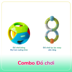Đồ chơi cắn răng - Quả bóng vuông tròn và Lục lạc xoay - KIDSME