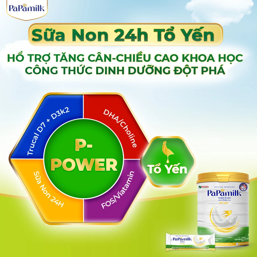 Sữa Non 24h Tổ Yến Papamilk Height & Gain - Vkaizen - 7mart.vn