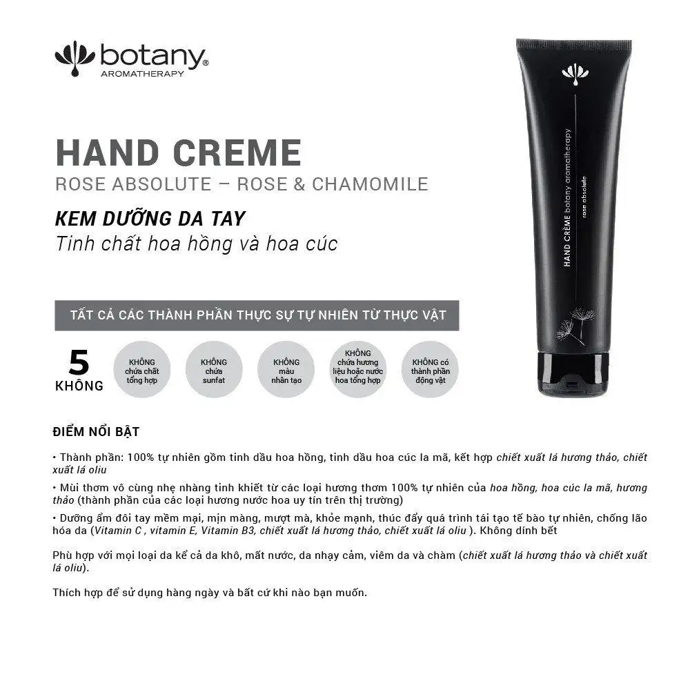 Thông Tin Kem Dưỡng Da Tay Botany Hoa Hồng Tinh Khiết Hand Creme 75g - 7mart.vn