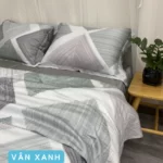 Combo Vỏ Mền Và Vỏ Gối Tencel 60s Mẫu Vân Xanh - Tân Phát - 7Mart.vn