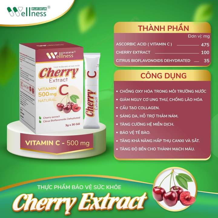 Thành phần và công dụng Cherry Extract - Thương hiệu: wellness By Life Gift VN - 7mart.vn