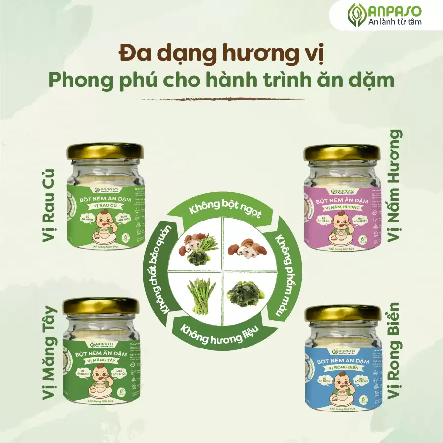 Đa Dạng Vị Bột Nêm ăn Dặm - Set Hạt Nêm ăn Dặm Cho Bé Anpaso - Droppii Mall