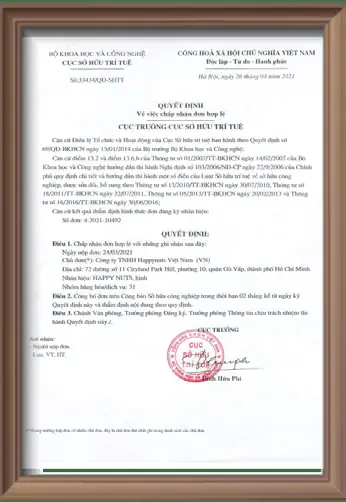 Sản Phẩm Từ Happy Nuts Có Nguồn Gốc Xuất Xứ Rõ Ràng Và đạt Tiêu Chuẩn Vệ Sinh An Toàn Thực Phẩm.
