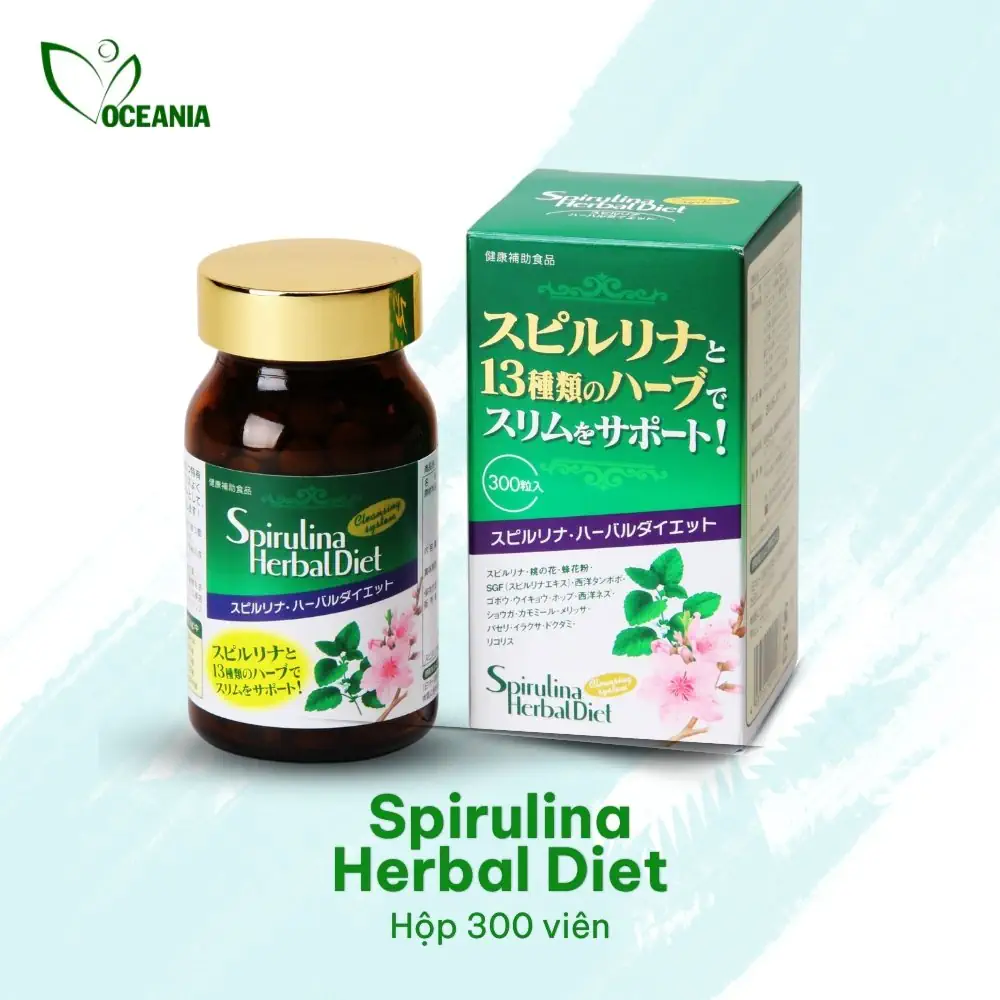 Tảo Spirulina Herbal Diet Hộp 300 Viên - 7Mart.vn