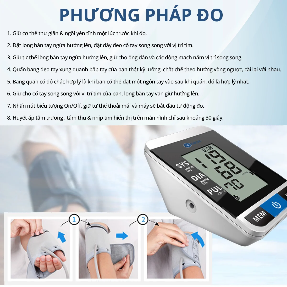 Phương Pháp đo Bằng Máy đo Huyết áp Tự động Mishio Kachi Bls-2009a - 7mart.vn