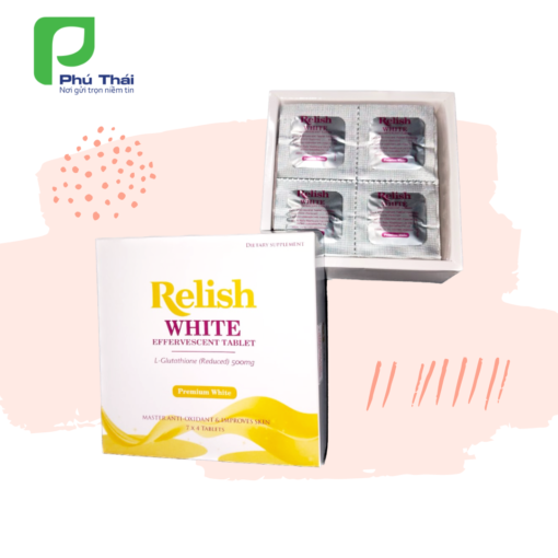 Relish White - Phú Thái - cung cấp 500mg Glutathione mỗi viên sủi - 7mart.vn