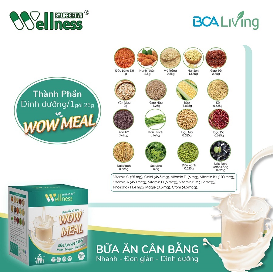Thành phần Thực phẩm bổ sung dinh dưỡng WOW MEAL - Bữa ăn cân bằng cho gia đình - 7mart.vn